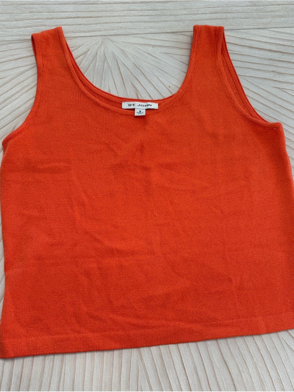 St. John Vibrant Orange Knit Scoop Neck Tank